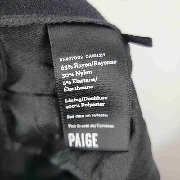 PAIGE Black Skinny Pants Button Closure Front Pockets Size 32 - Picture 9 of 9